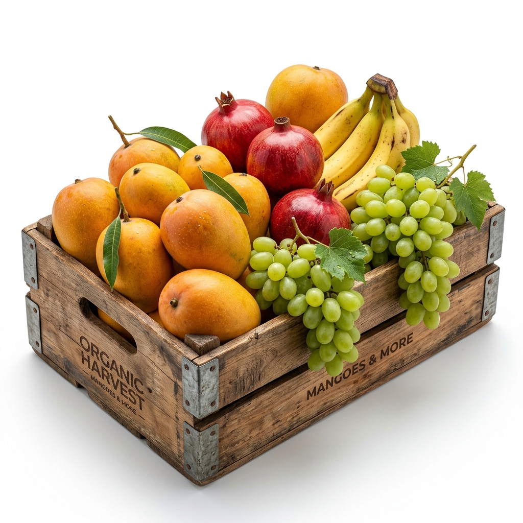 Fresh Fruits — Alphonso & Kesar Mangoes, Pomegranates, Bananas, Grapes